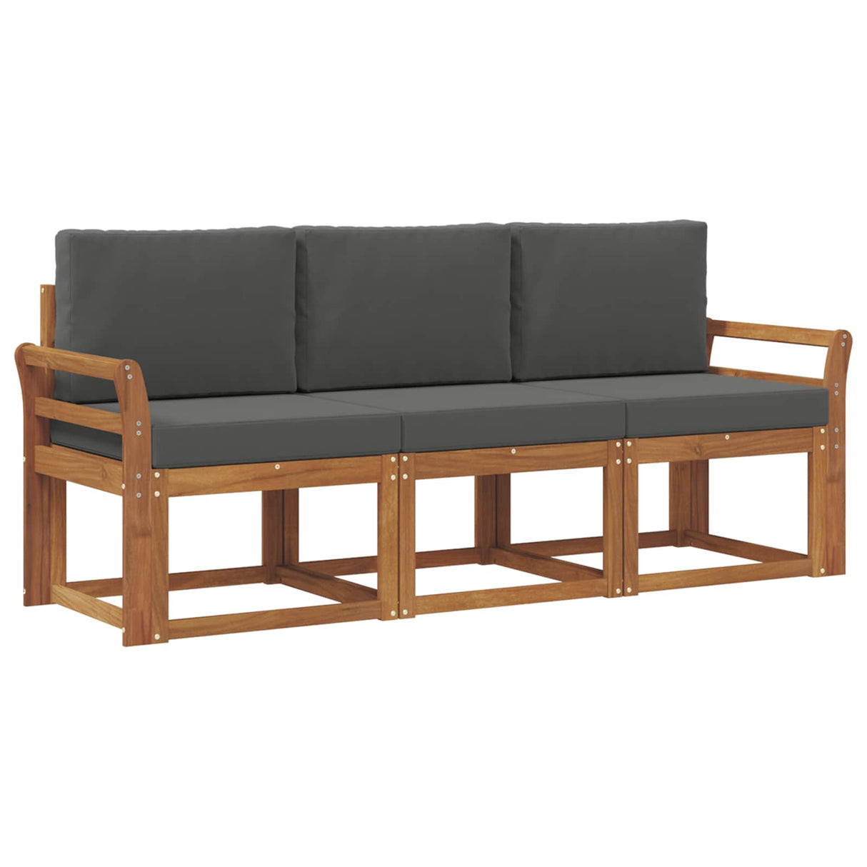 Outdoor Sofa Set with Cushion 3 pcs Natural and Anthracite
