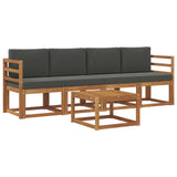 Outdoor Sofa Set with Cushion 5 pcs Natural and Anthracite - Front View
