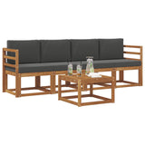 Outdoor Sofa Set with Cushion 5 pcs Natural and Anthracite - Side View