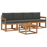 Outdoor Sofa Set with Cushion 5 pcs Natural and Anthracite - Front View