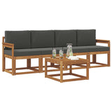 Outdoor Sofa Set with Cushion 5 pcs Natural and Anthracite - Side View