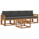 Outdoor Sofa Set with Cushion 5 pcs Natural and Anthracite - Front View