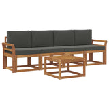 Outdoor Sofa Set with Cushion 5 pcs Natural and Anthracite - Front View