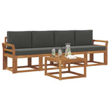 Outdoor Sofa Set with Cushion 5 pcs Natural and Anthracite - Side View