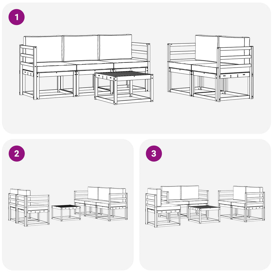 Outdoor Sofa Set 6 pcs 5-Seaters Natural and Anthracite