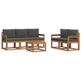 Outdoor Sofa Set with Cushion 6 pcs Natural and Anthracite - Front View