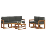 Outdoor Sofa Set with Cushion 6 pcs Natural and Anthracite - Side View