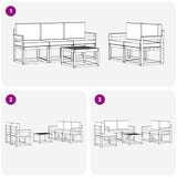 Outdoor Sofa Set with Cushion 6 pcs Natural and Anthracite - Close-Up Angle