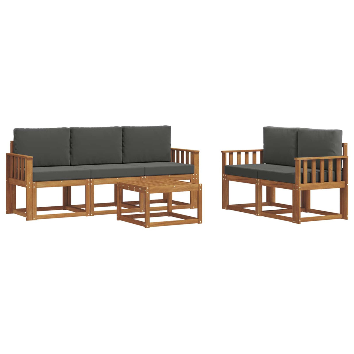 Outdoor Sofa Set with Cushion 6 pcs Natural and Anthracite