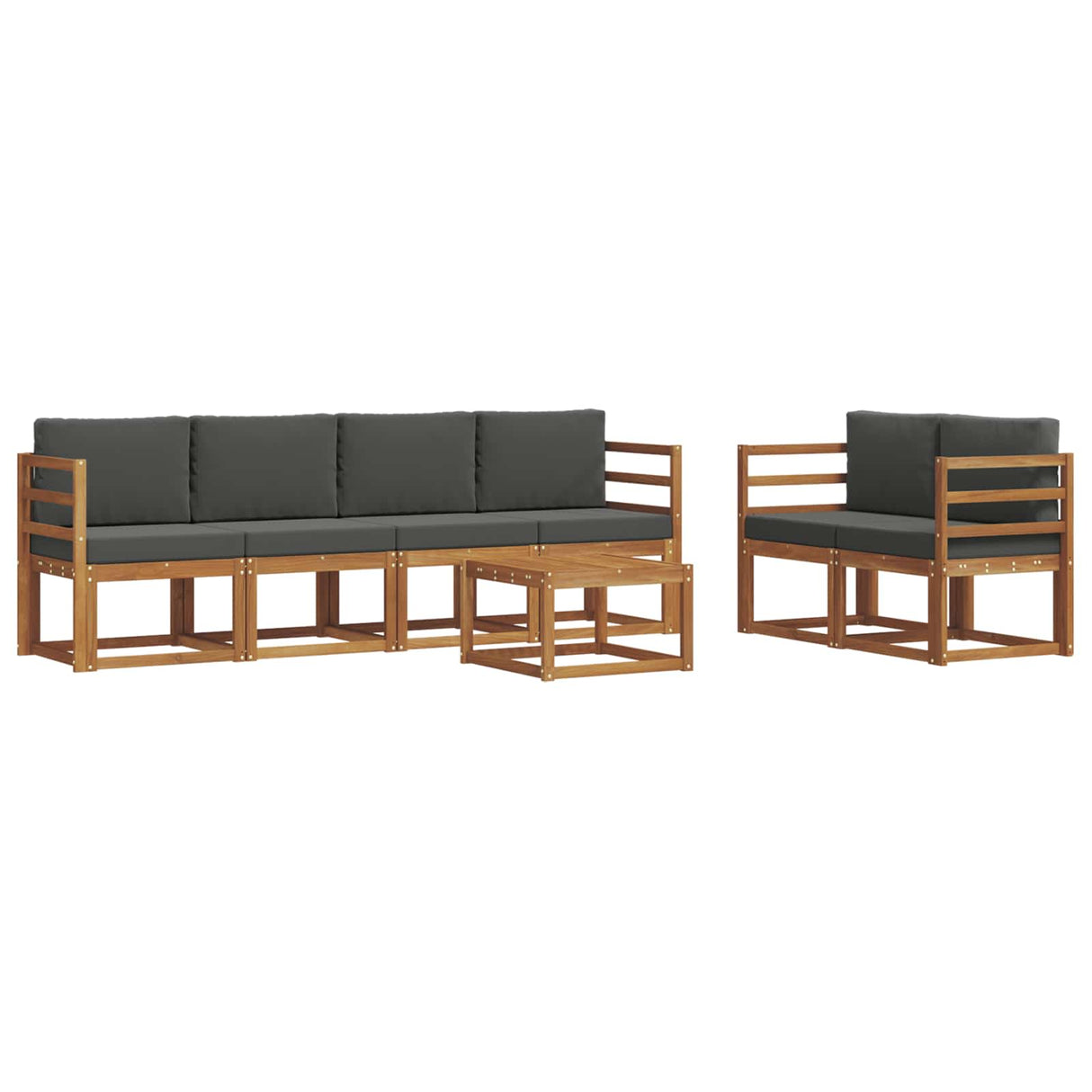 Outdoor Sofa Set with Cushion 7 pcs Natural and Anthracite