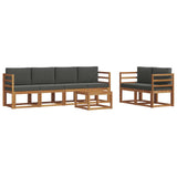 Outdoor Sofa Set with Cushion 7 pcs Natural and Anthracite - Front View
