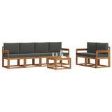 Outdoor Sofa Set with Cushion 7 pcs Natural and Anthracite - Side View