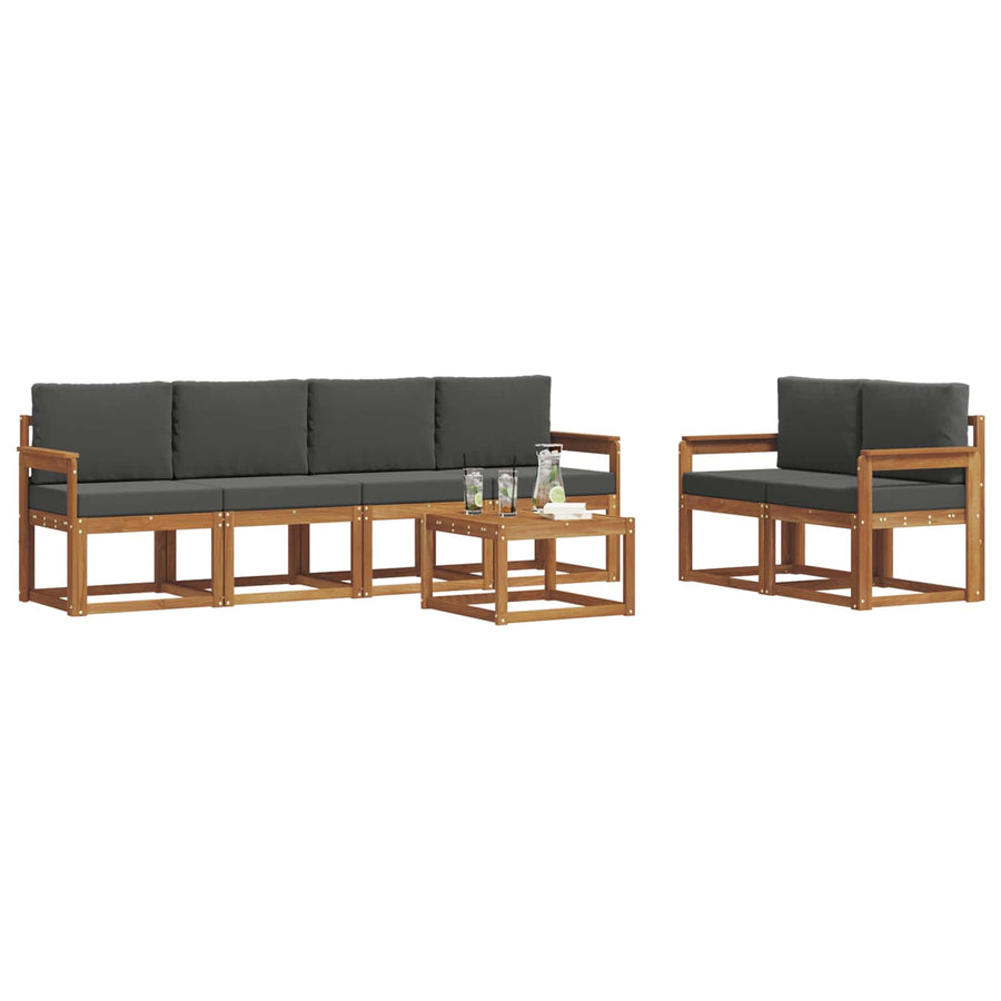 Outdoor Sofa Set 7 pcs 6-Seaters Natural and Anthracite