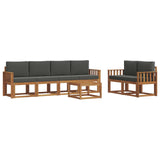 Outdoor Sofa Set with Cushion 7 pcs Natural and Anthracite - Front View