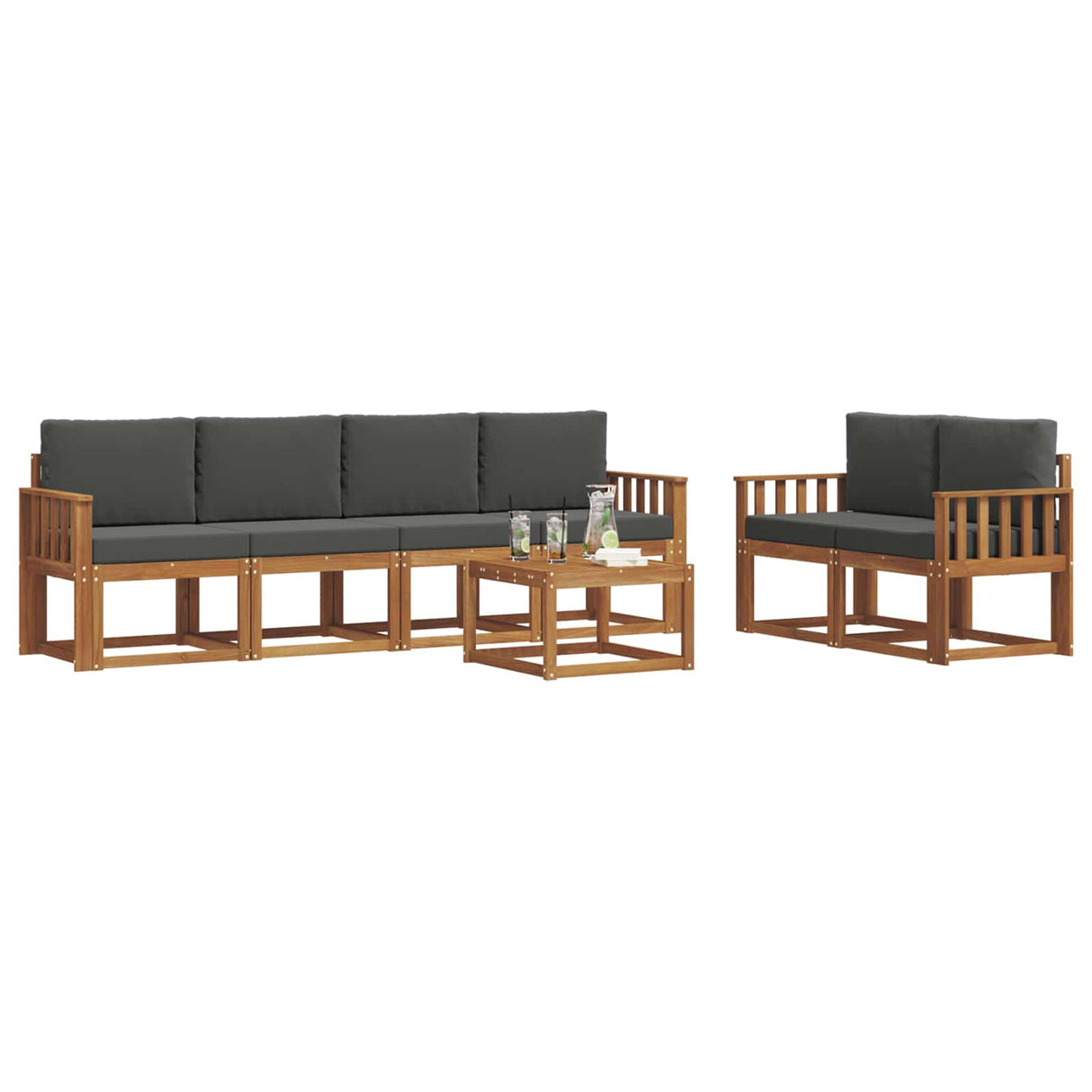 Outdoor Sofa Set with Cushion 7 pcs Natural and Anthracite