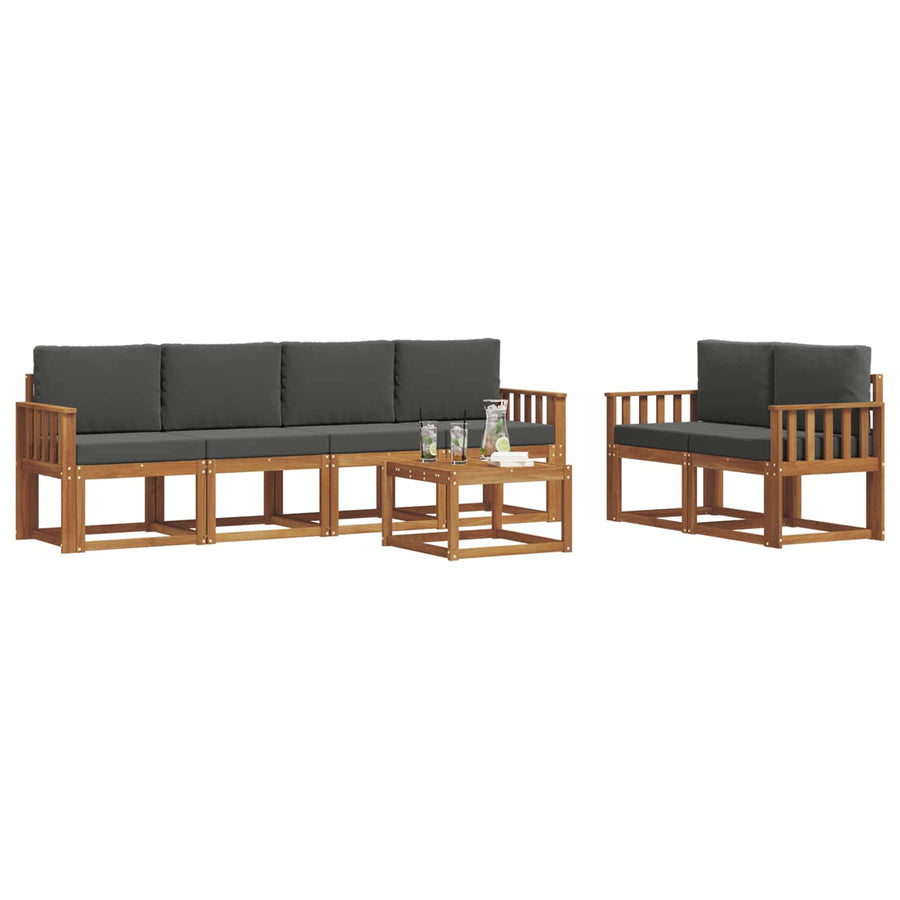 Outdoor Sofa Set 7 pcs 6-Seaters Natural and Anthracite