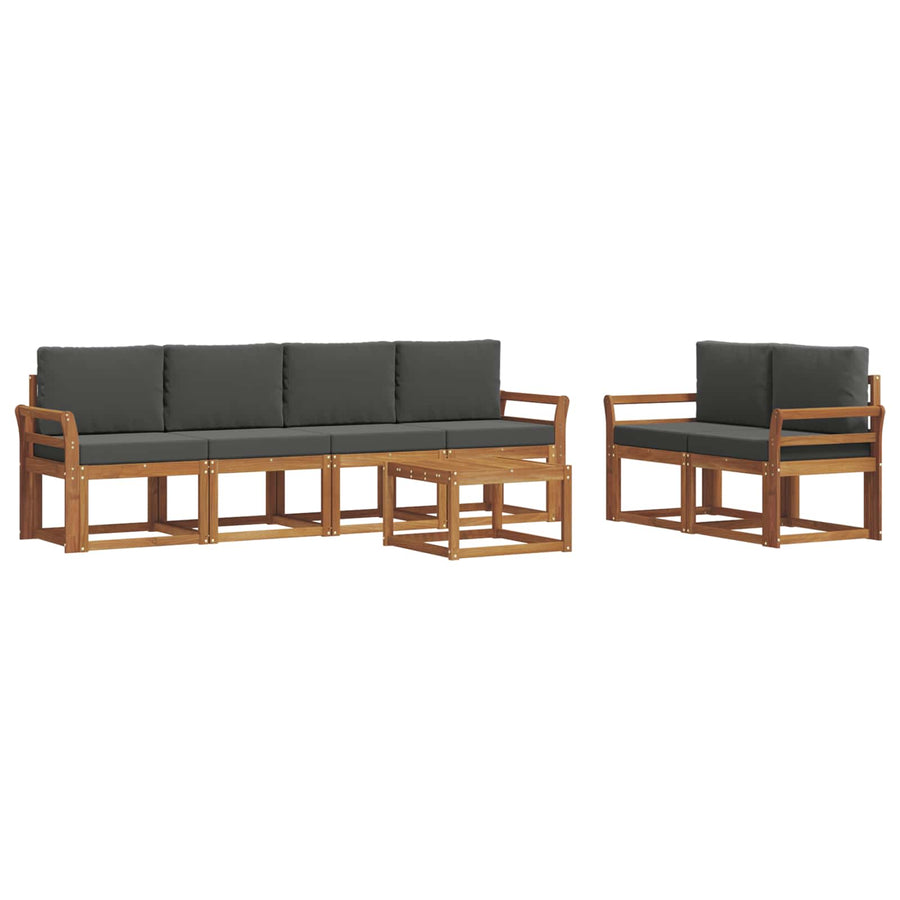 Outdoor Sofa Set 7 pcs 6-Seaters Natural and Anthracite