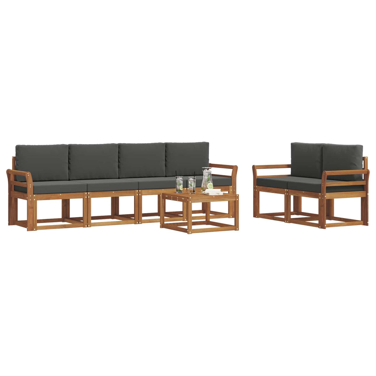 Outdoor Sofa Set with Cushion 7 pcs Natural and Anthracite