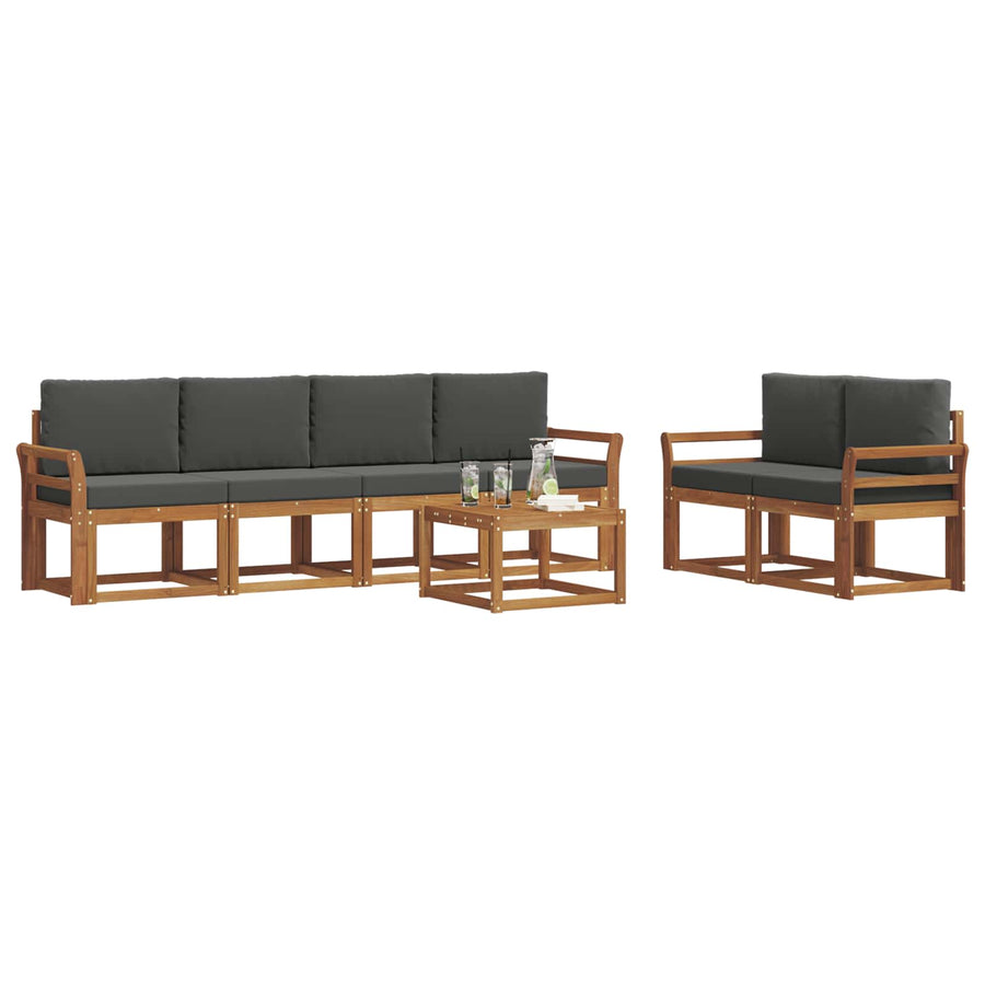Outdoor Sofa Set 7 pcs 6-Seaters Natural and Anthracite