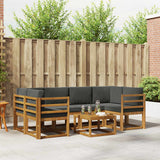 Outdoor Sofa Set with Cushion 7 pcs Natural and Anthracite
