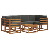 Outdoor Sofa Set with Cushion 7 pcs Natural and Anthracite - Front View