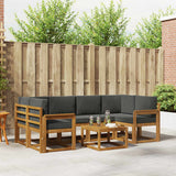 Outdoor Sofa Set with Cushion 7 pcs Natural and Anthracite