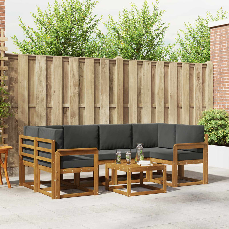 Outdoor Sofa Set 7 pcs Natural and Anthracite