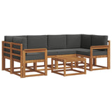 Outdoor Sofa Set with Cushion 7 pcs Natural and Anthracite - Front View