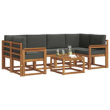 Outdoor Sofa Set with Cushion 7 pcs Natural and Anthracite - Side View