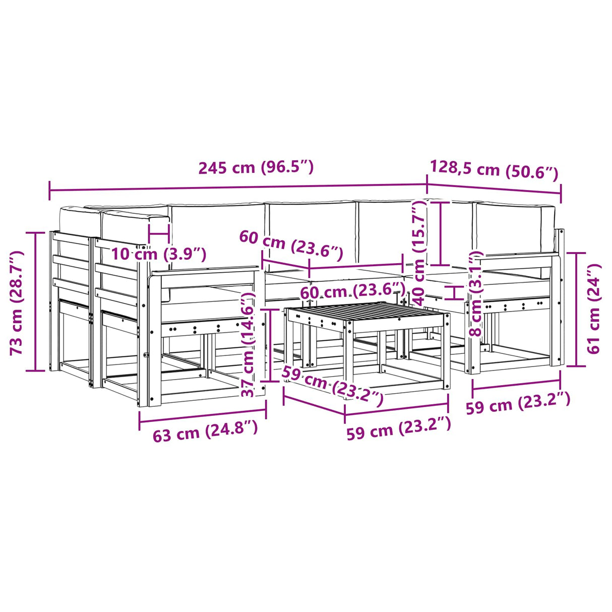 Outdoor Sofa Set with Cushion 7 pcs Natural and Anthracite