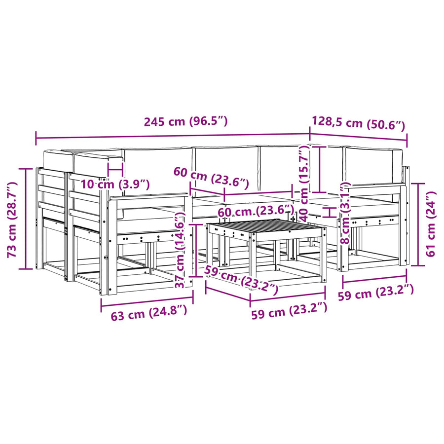 Outdoor Sofa Set 7 pcs Natural and Anthracite