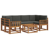 Outdoor Sofa Set with Cushion 7 pcs Natural and Anthracite - Front View