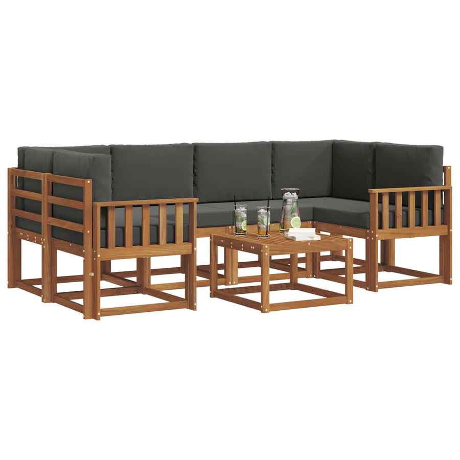 Outdoor Sofa Set 7 pcs Natural and Anthracite