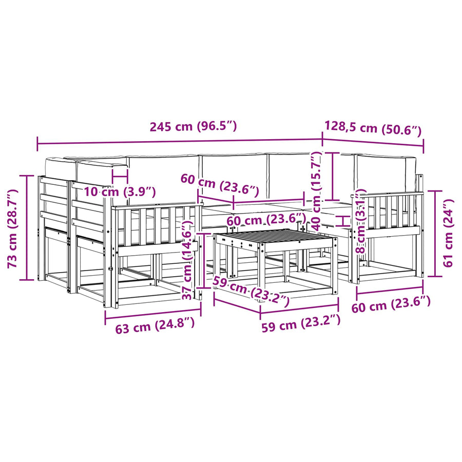 Outdoor Sofa Set 7 pcs Natural and Anthracite
