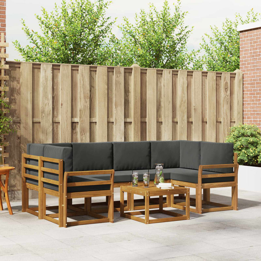 Outdoor Sofa Set 7 pcs Natural and Anthracite