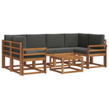 Outdoor Sofa Set with Cushion 7 pcs Natural and Anthracite - Front View