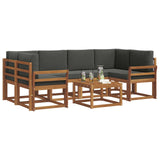 Outdoor Sofa Set with Cushion 7 pcs Natural and Anthracite - Side View
