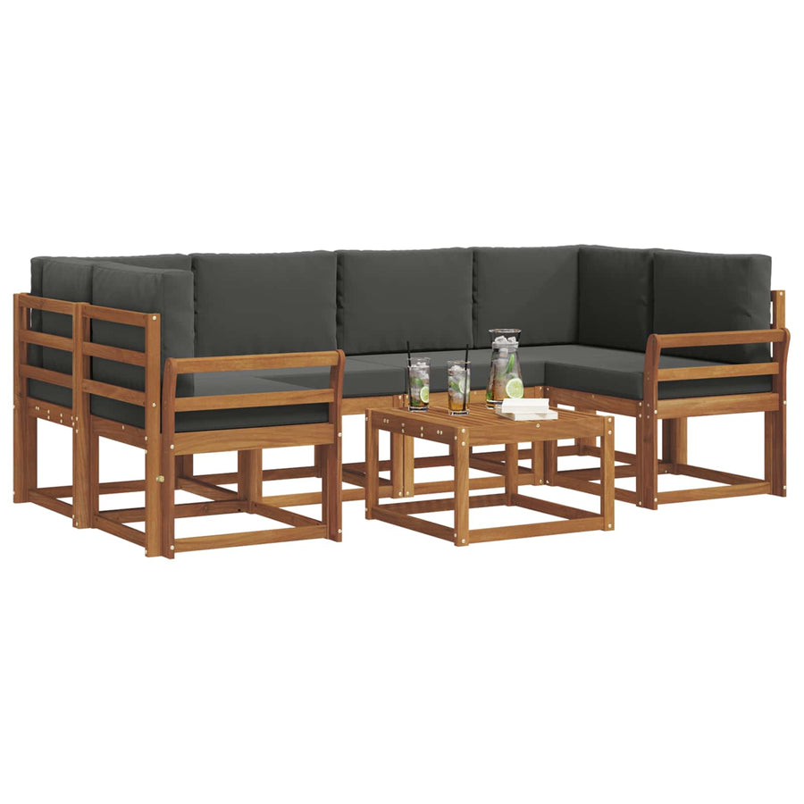 Outdoor Sofa Set 7 pcs Natural and Anthracite