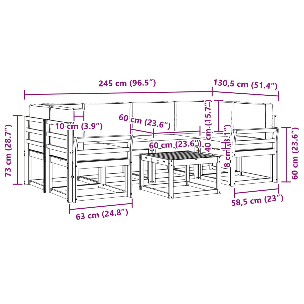 Outdoor Sofa Set with Cushion 7 pcs Natural and Anthracite
