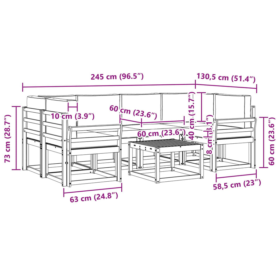 Outdoor Sofa Set 7 pcs Natural and Anthracite