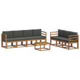 Outdoor Sofa Set with Cushion 8 pcs Natural and Anthracite - Front View