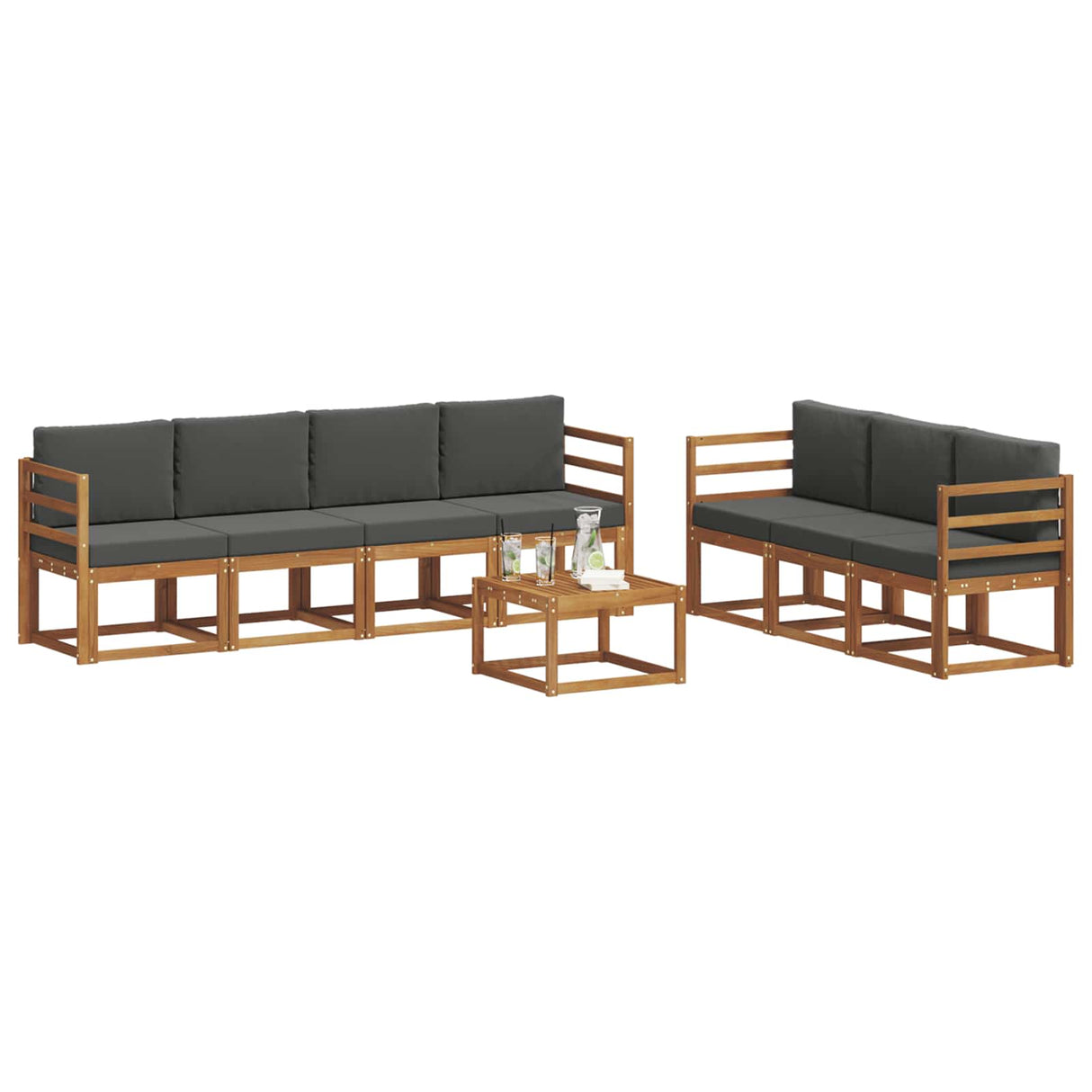 Outdoor Sofa Set with Cushion 8 pcs Natural and Anthracite