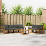 Outdoor Sofa Set with Cushion 8 pcs Natural and Anthracite