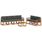 Outdoor Sofa Set with Cushion 8 pcs Natural and Anthracite - Front View