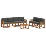 Outdoor Sofa Set with Cushion 8 pcs Natural and Anthracite - Front View