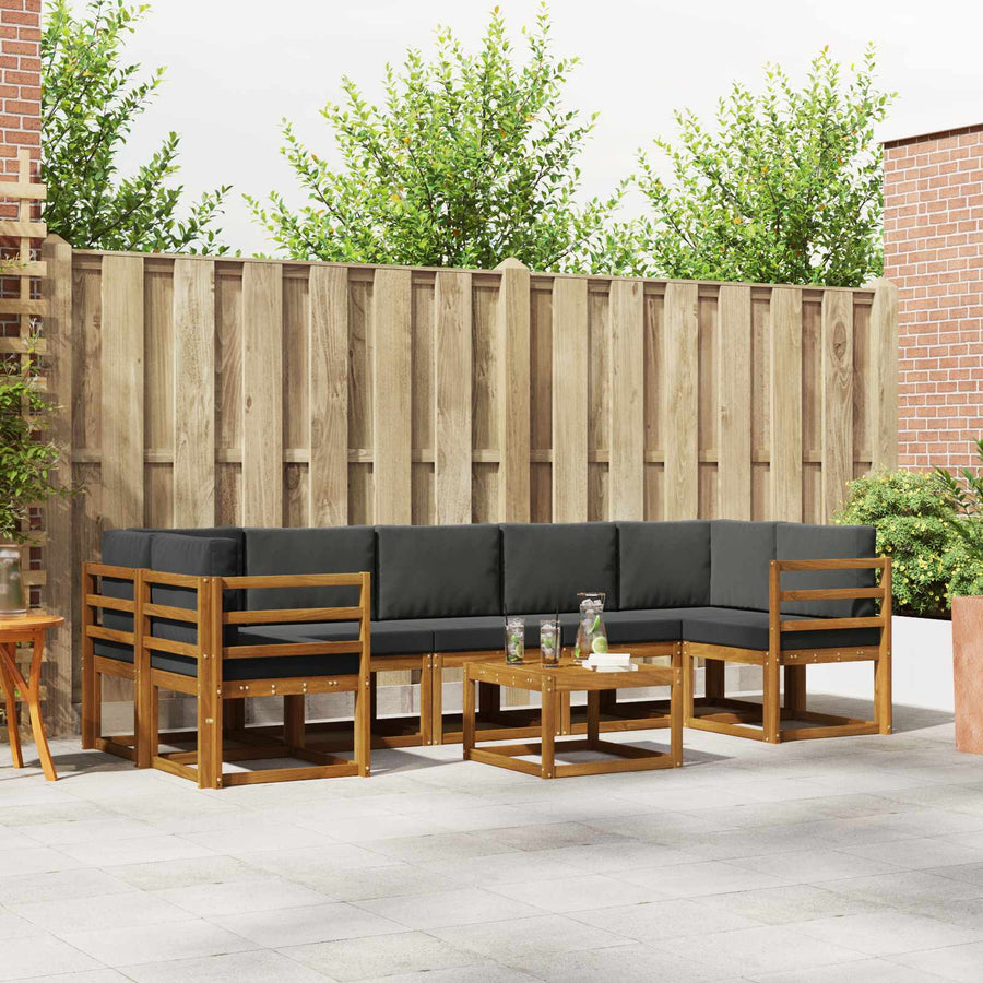 Outdoor Sofa Set 8 pcs Natural and Anthracite