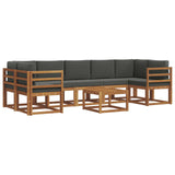 Outdoor Sofa Set with Cushion 8 pcs Natural and Anthracite - Front View