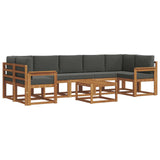 Outdoor Sofa Set with Cushion 8 pcs Natural and Anthracite - Front View