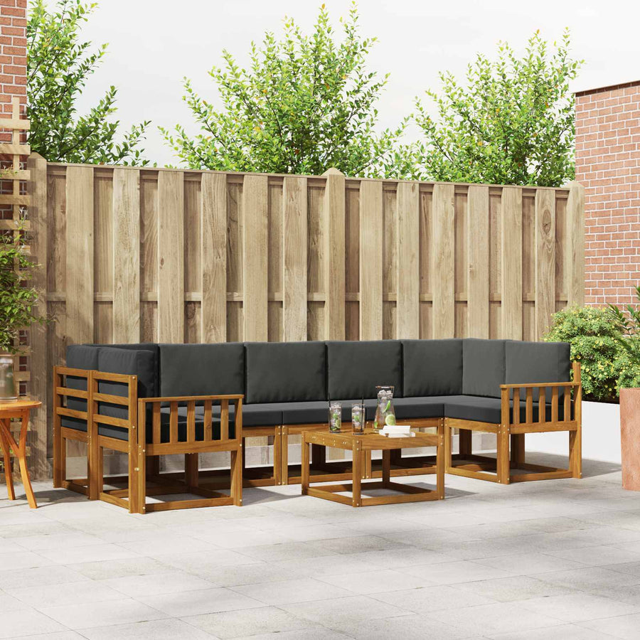 Outdoor Sofa Set 8 pcs Natural and Anthracite