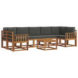 Outdoor Sofa Set with Cushion 8 pcs Natural and Anthracite - Front View
